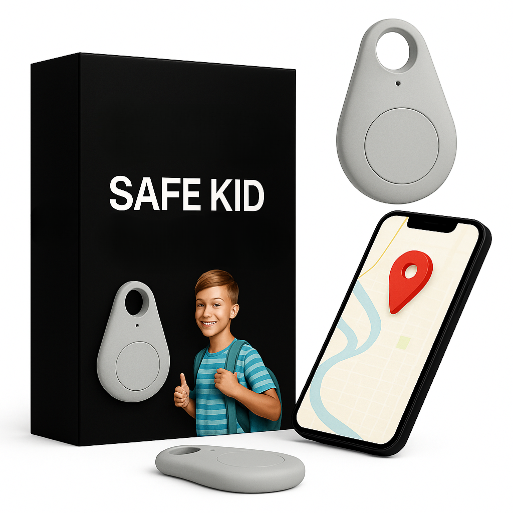 Kids GPS Tracker, Waterproof, Real-Time Location & SOS Alarm, Compact with Carry Pouch