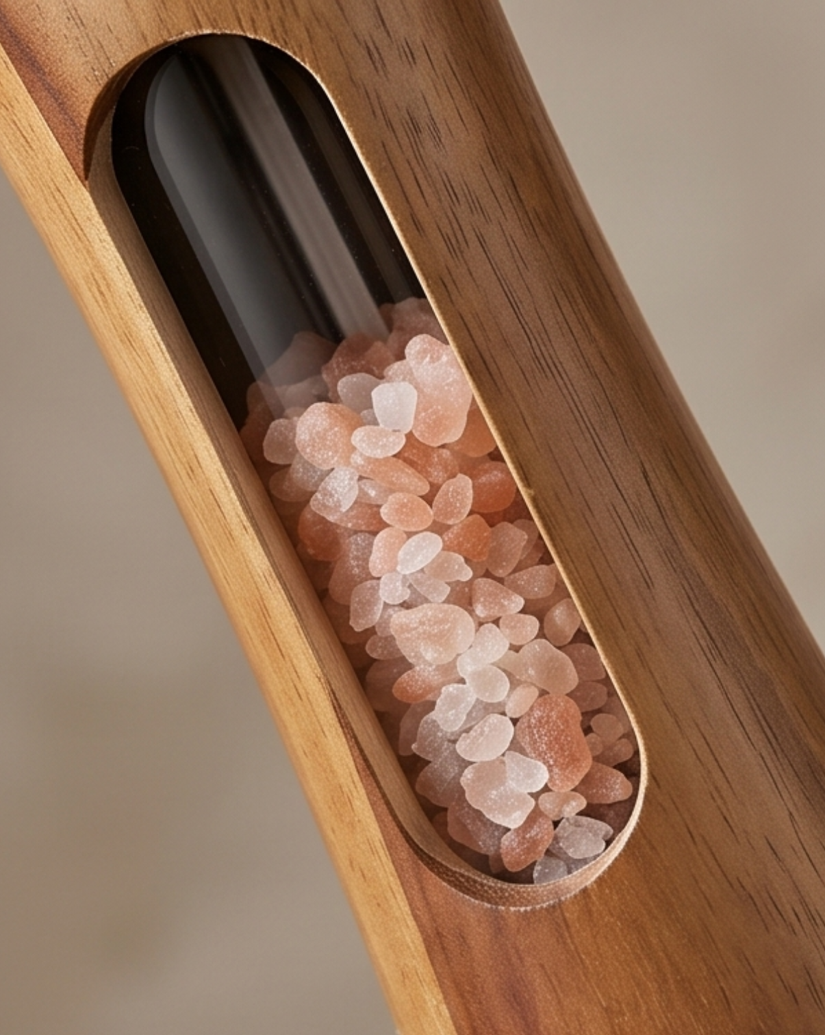 Acacia Wood Salt and Pepper Mill Set - Manual Kitchen Mills with Stand