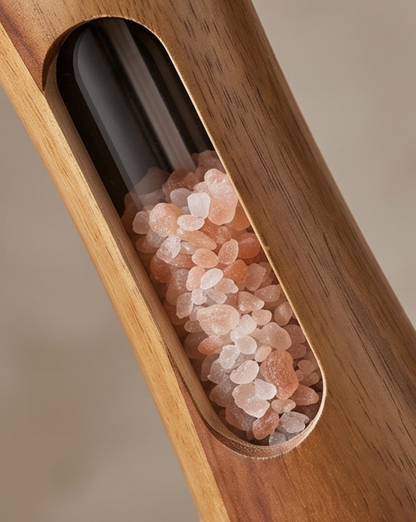 Acacia Wood Salt and Pepper Mill Set - Manual Kitchen Mills with Stand