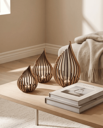 Ember Tealight Holder in Natural Wood - Large