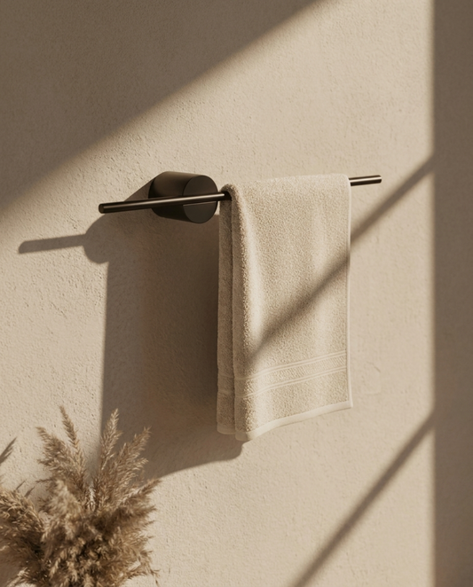Extendable Towel Rack – Stainless Steel Adjustable Rail – Black - 40 cm