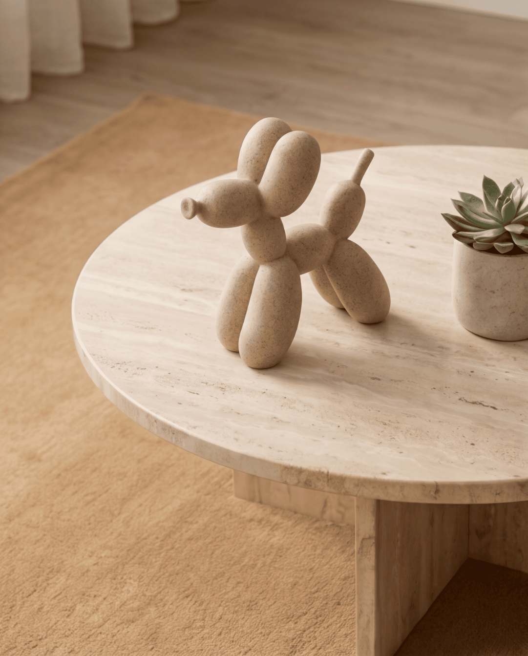 Balloon Dog Figurine Beige | Modern Decor with a Stone-Look Finish, 10 cm