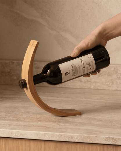 Wine Rack Bamboo | Floating Wine Bottle Holder, 27 cm