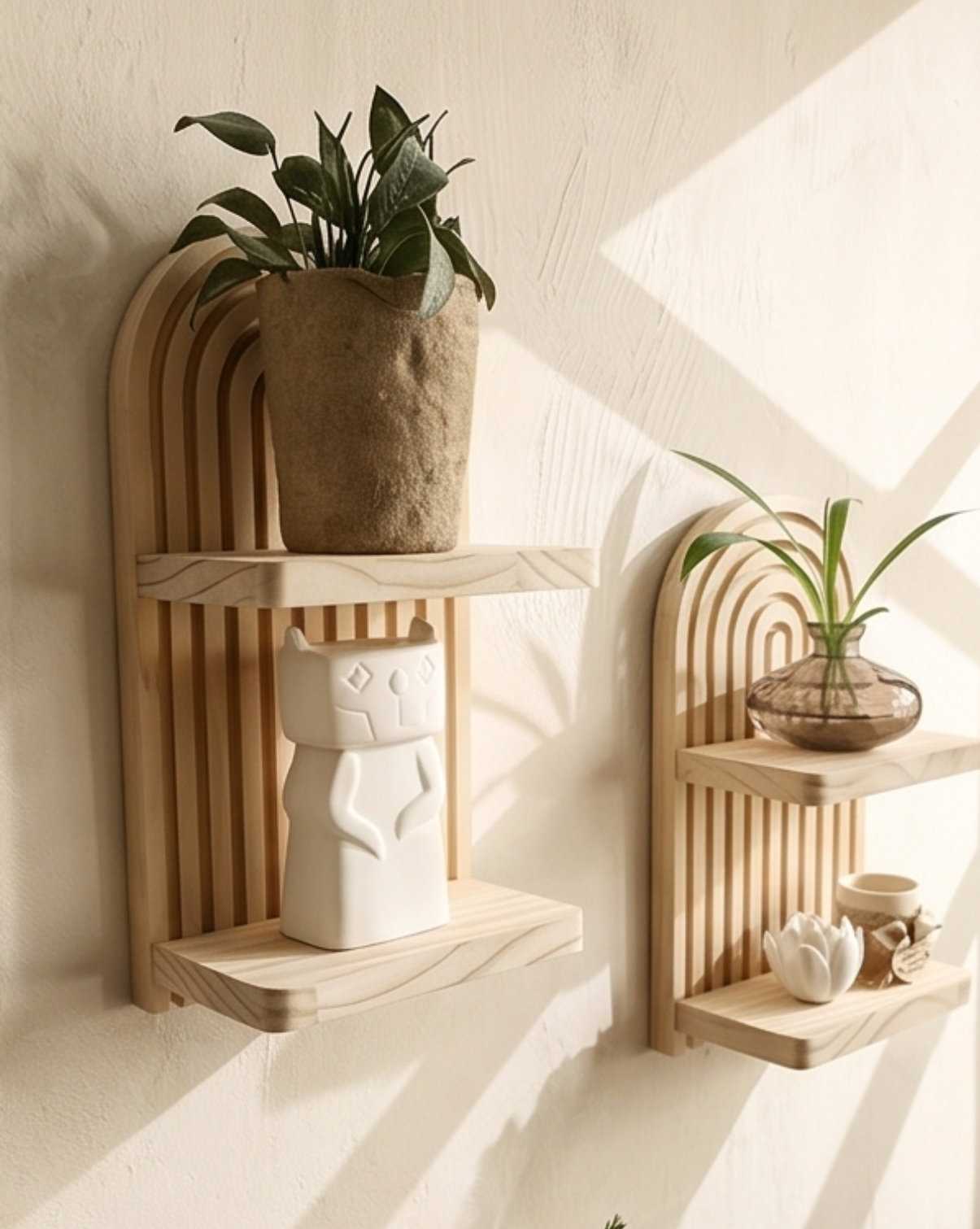 Wall Shelf Natural Wood | Set of 2 Floating Wall Shelves, 29.5 cm