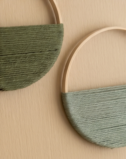Macramé Wall Decor Set of 3 | Bamboo Hoop with Geometric Pattern