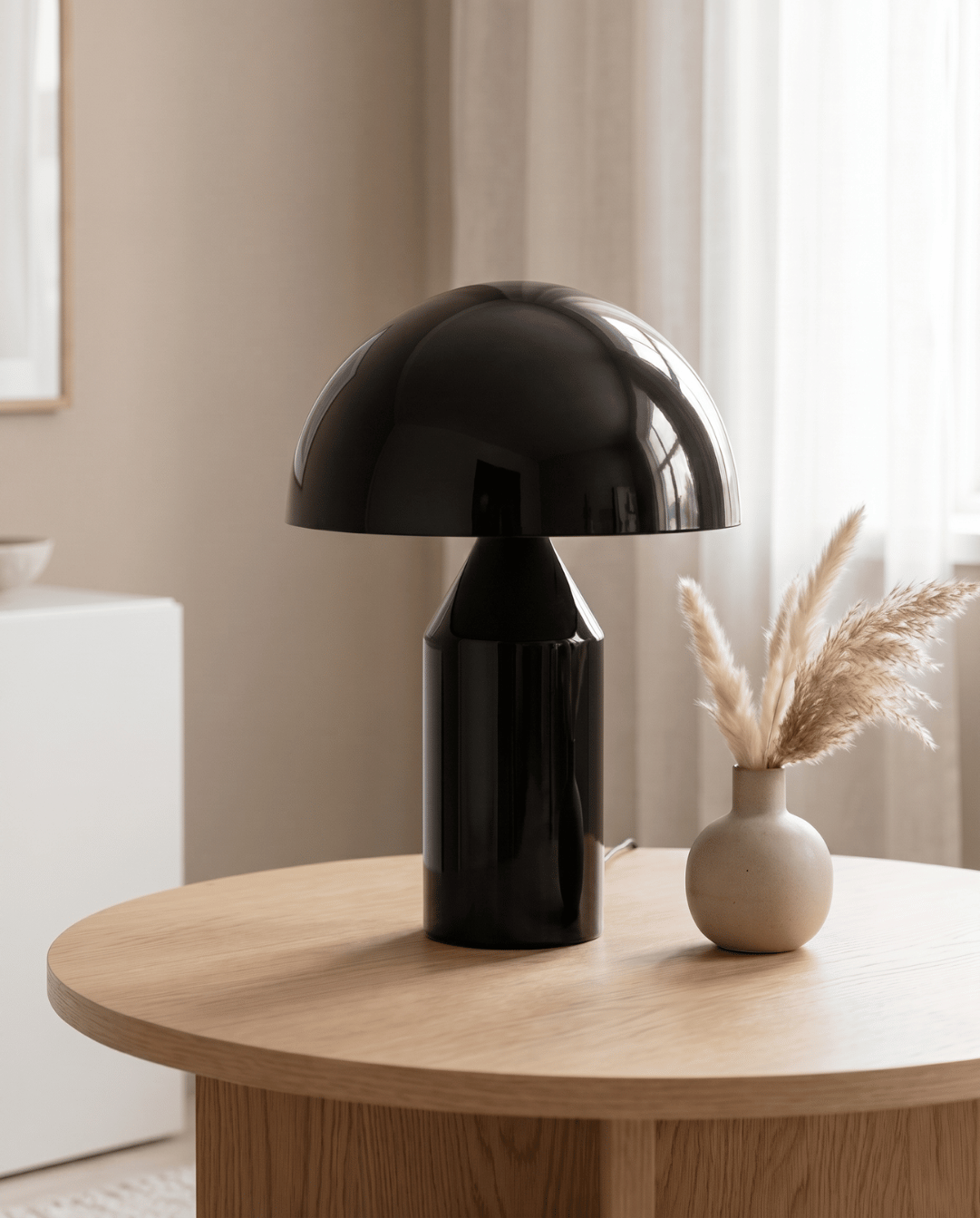Lune Mushroom-Shaped Aluminum Table Lamp | Mushroom Lamp Black - 38x28cm