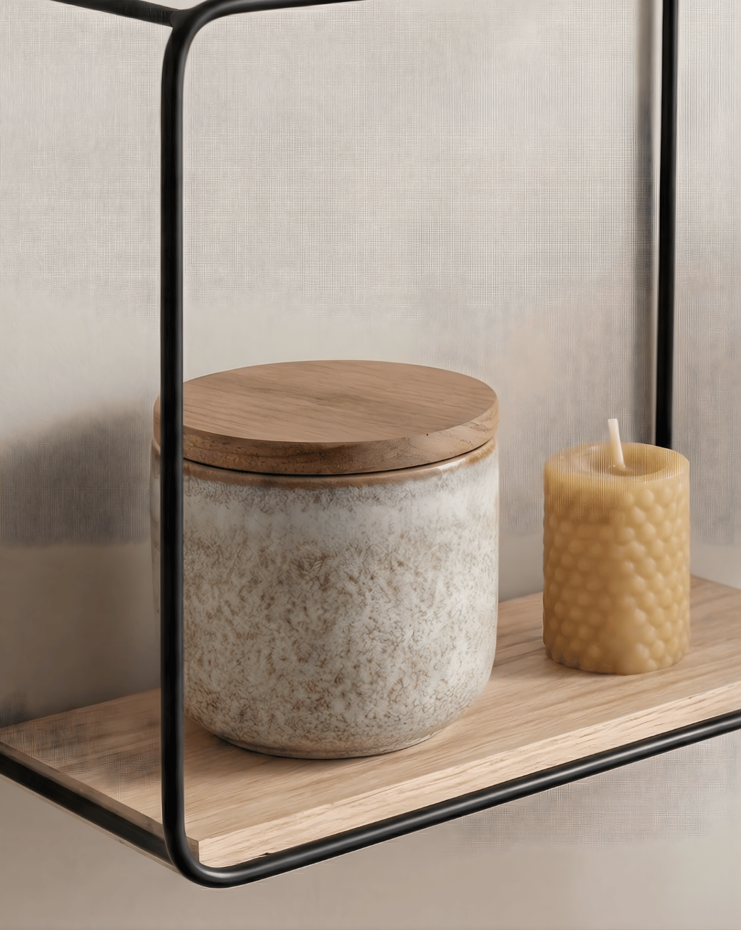 Wall Shelves 3-Piece – Wall Rack of Metal & Wood Veneer - Gold