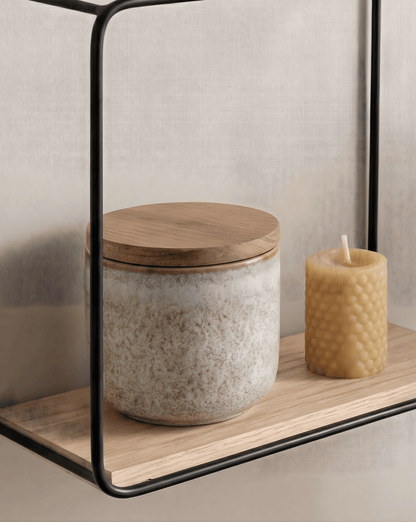 Wall Shelves 3-Piece – Wall Rack of Metal & Wood Veneer - Gold