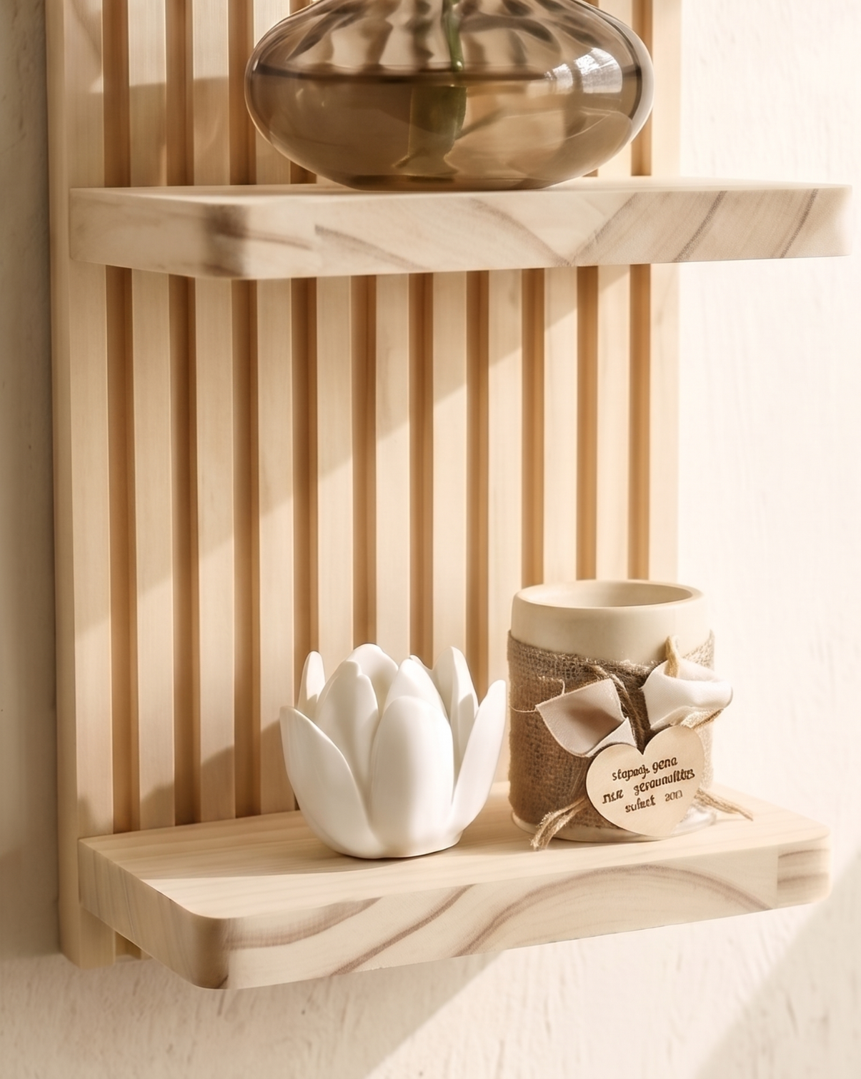 Wall Shelf Natural Wood | Set of 2 Floating Wall Shelves, 29.5 cm