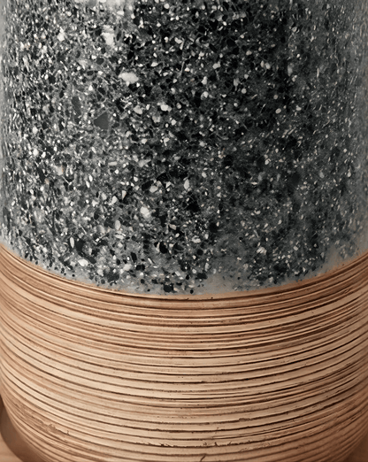 Flint Bathroom Set 2-Piece Speckled Ceramic with Bamboo Design, 18 cm