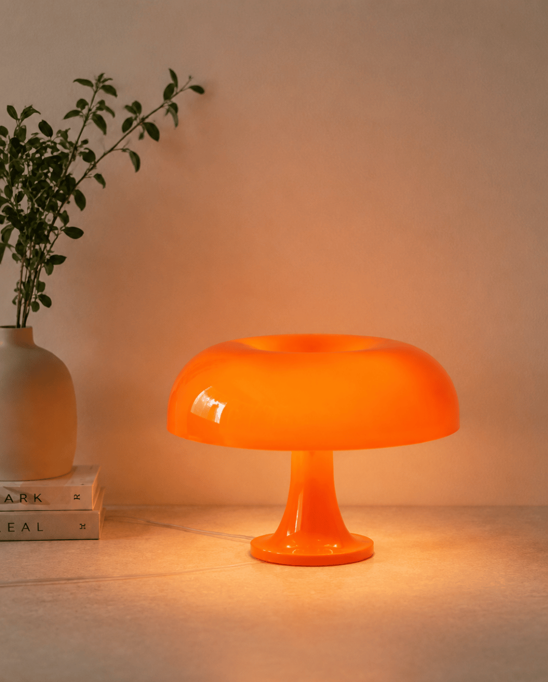 Mushroom Table Lamp - Retro Design, 32 cm - White