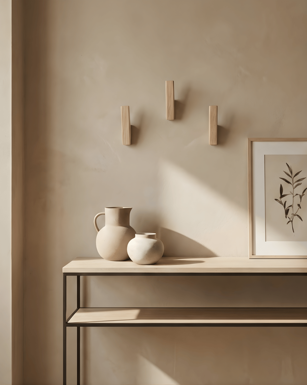 Coat Hooks Wood Set of 4 – Minimalist Wall Hooks for Hallway & Bathroom
