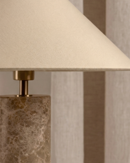 Nordic Marble Table Lamp – White Fabric Shade
