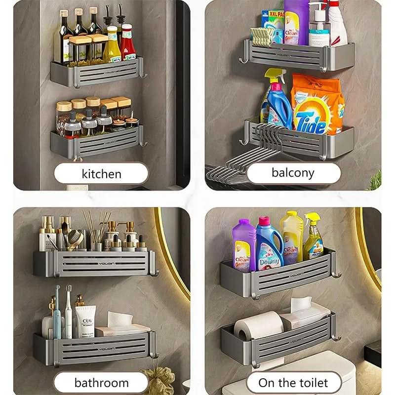Self Adhesive Aluminum Bathroom Shelf Organizer