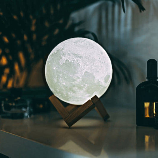 3D printed moon lamp | Portable LED night light for home decor | Touch control ambient lighting 0