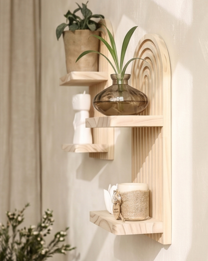 Wall Shelf Natural Wood | Set of 2 Floating Wall Shelves, 29.5 cm