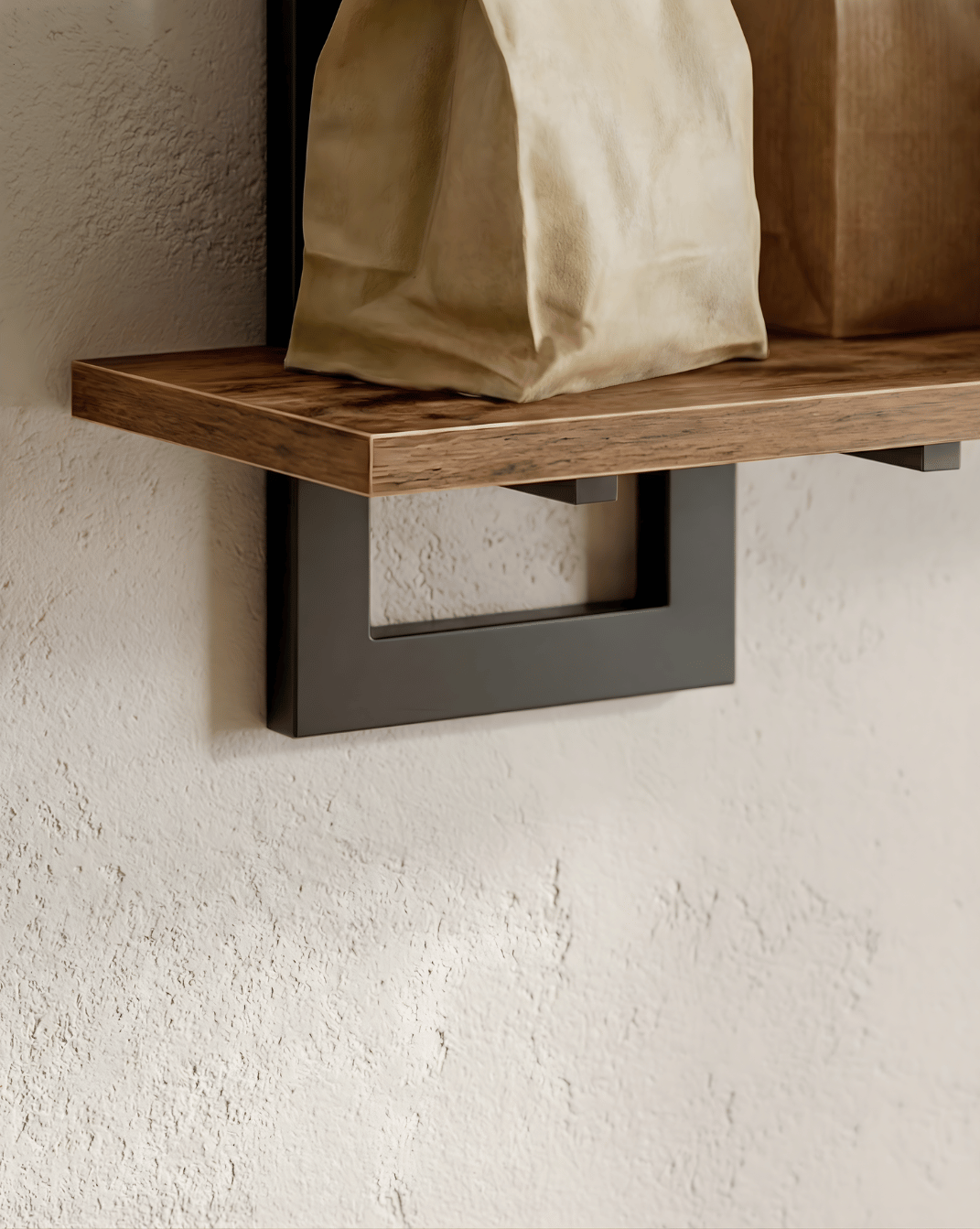 Wall Shelf 2-Tier – Wooden Wall Shelf with Metal Brackets