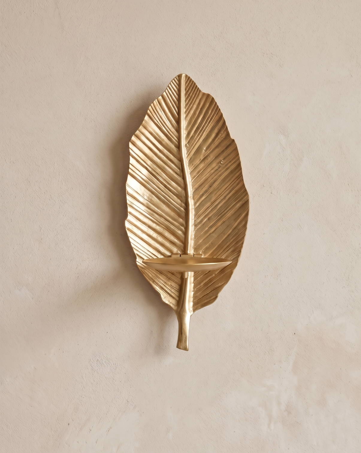 Wall Candle Holder – Leaf Design | Handmade Metal Candle Holder