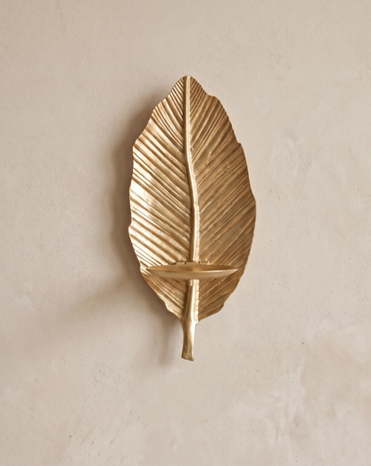 Wall Candle Holder – Leaf Design | Handmade Metal Candle Holder