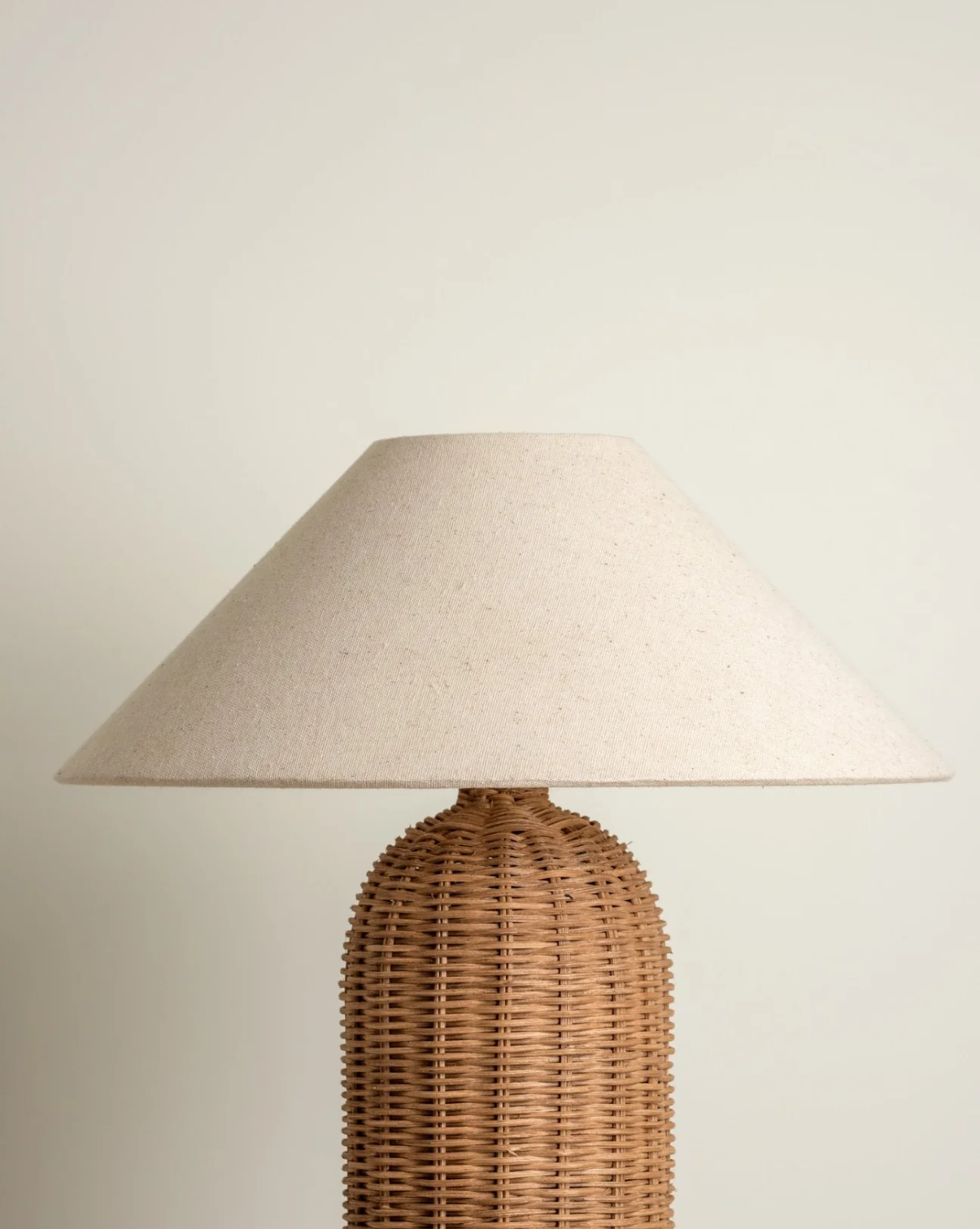 Wabi-Sabi Rattan Table Lamp – Hand-Woven Base with Fabric Shade