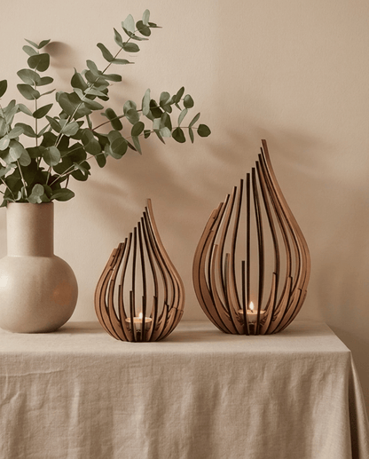 Ember Tealight Holder in Natural Wood - Medium