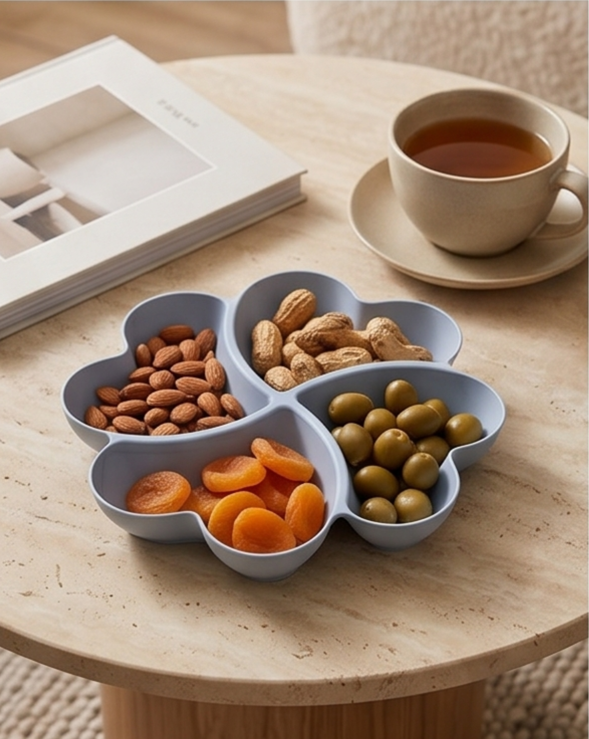 Heart-Shaped Serving Tray - Food-Safe Plastic Organizer, 23 cm - Blue