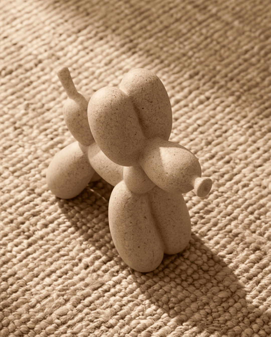 Balloon Dog Figurine Beige | Modern Decor with a Stone-Look Finish, 10 cm