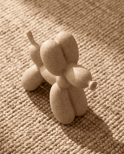 Balloon Dog Figurine Beige | Modern Decor with a Stone-Look Finish, 10 cm