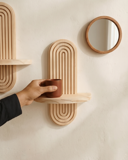 Cove Floating Wall Shelf Set of 2 Boho Style, 30 cm