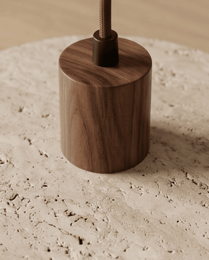 Dune Pendant Light in Yellow Travertine with Solid Wood Accent