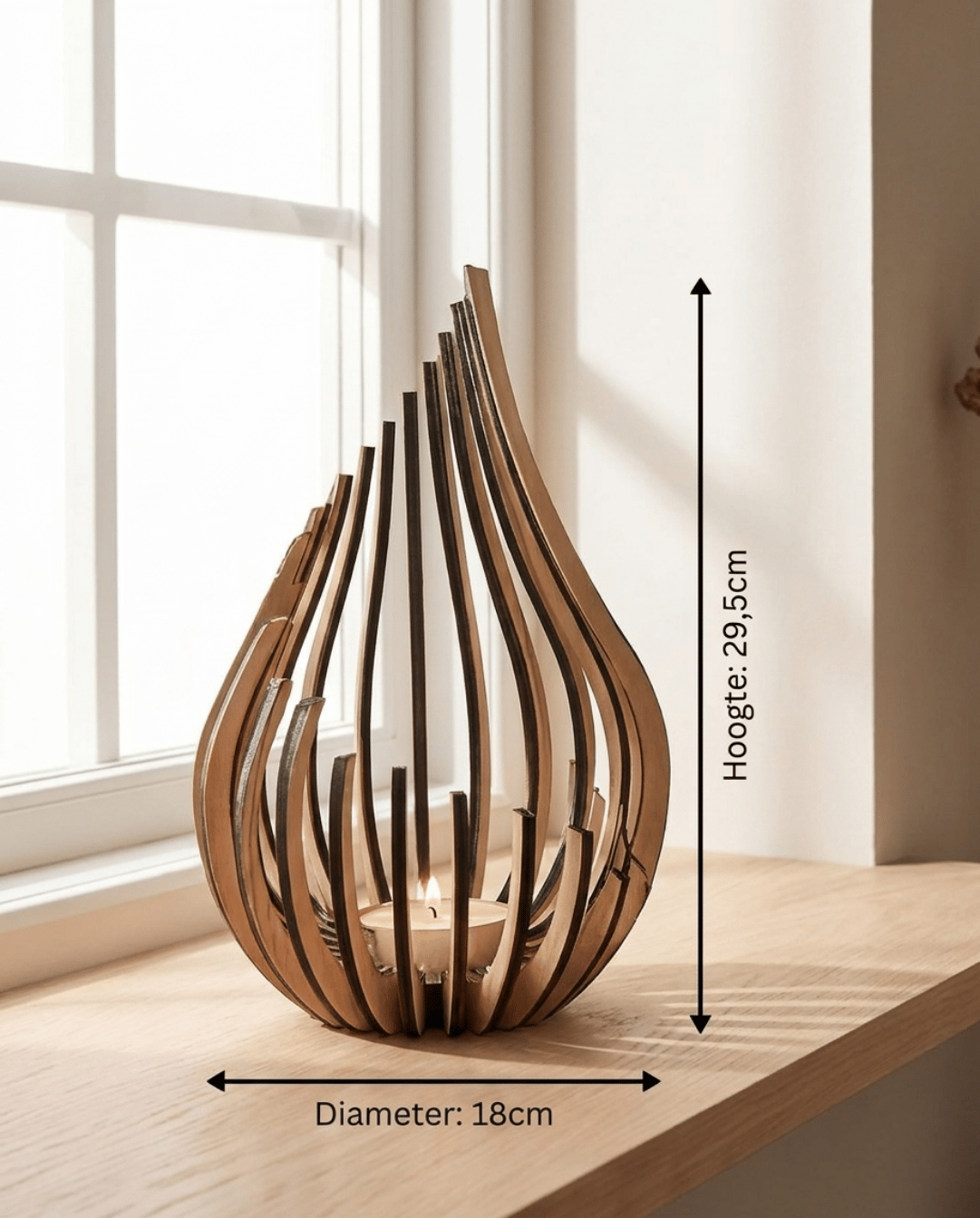 Ember Tealight Holder in Natural Wood