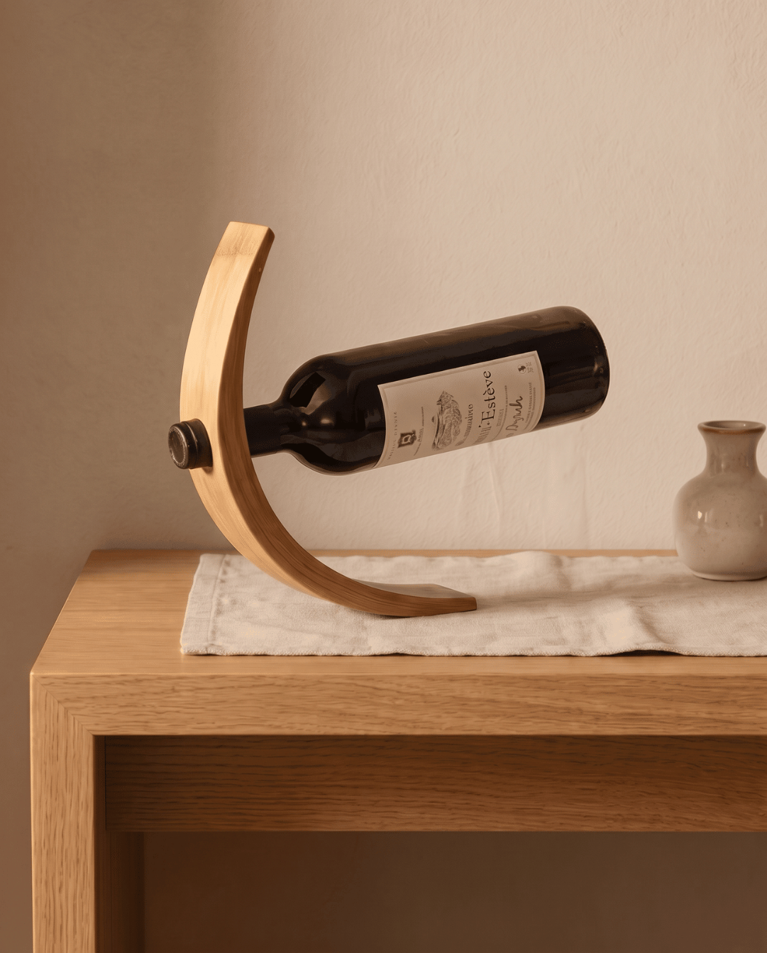 Wine Rack Bamboo | Floating Wine Bottle Holder, 27 cm