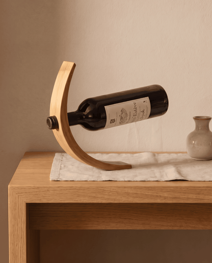 Wine Rack Bamboo | Floating Wine Bottle Holder, 27 cm