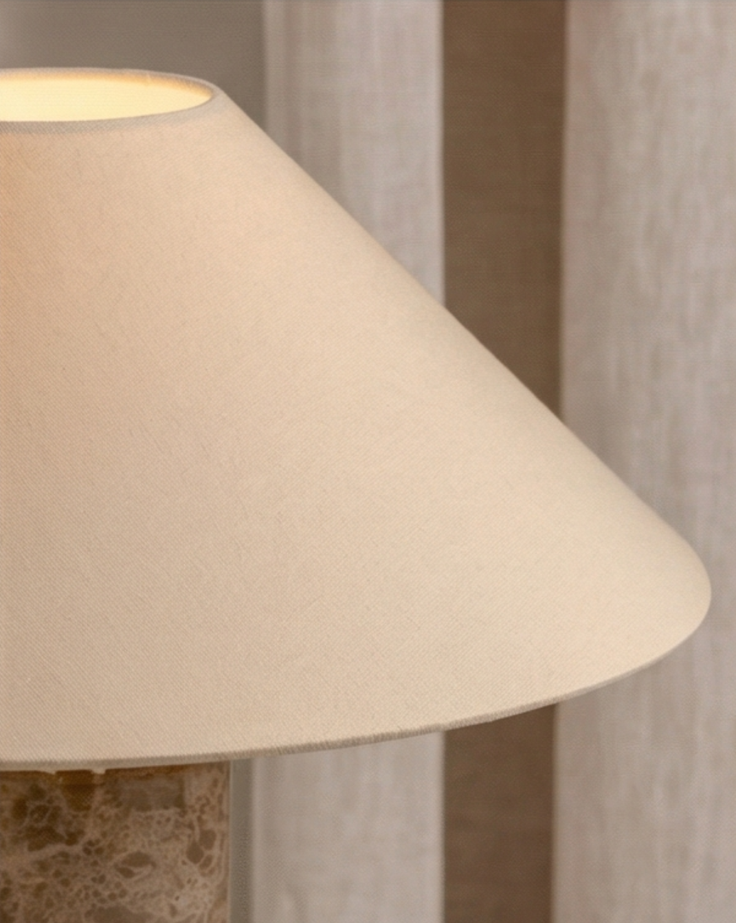 Nordic Marble Table Lamp – White Fabric Shade
