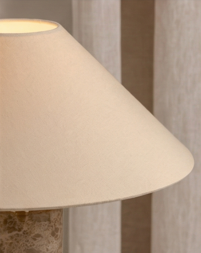 Nordic Marble Table Lamp – White Fabric Shade