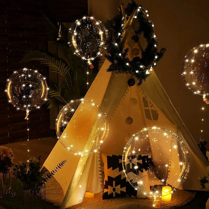 LED Balloons with Lights, Clear Balloon 45 cm, Set of 10 with Warm White Fairy Light Wire