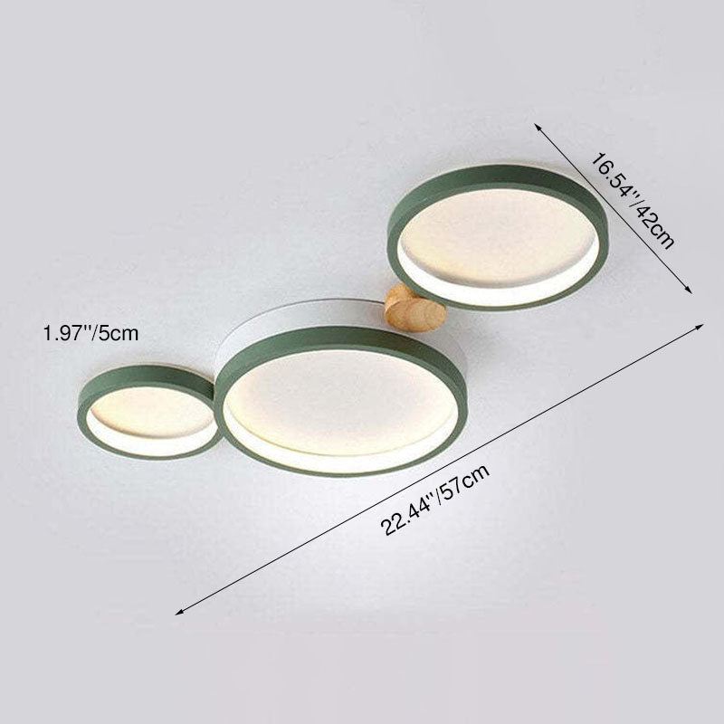 Nordic Round LED Flush Mount Ceiling Light, Wood and Aluminum