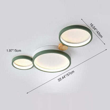 Nordic Round LED Flush Mount Ceiling Light, Wood and Aluminum