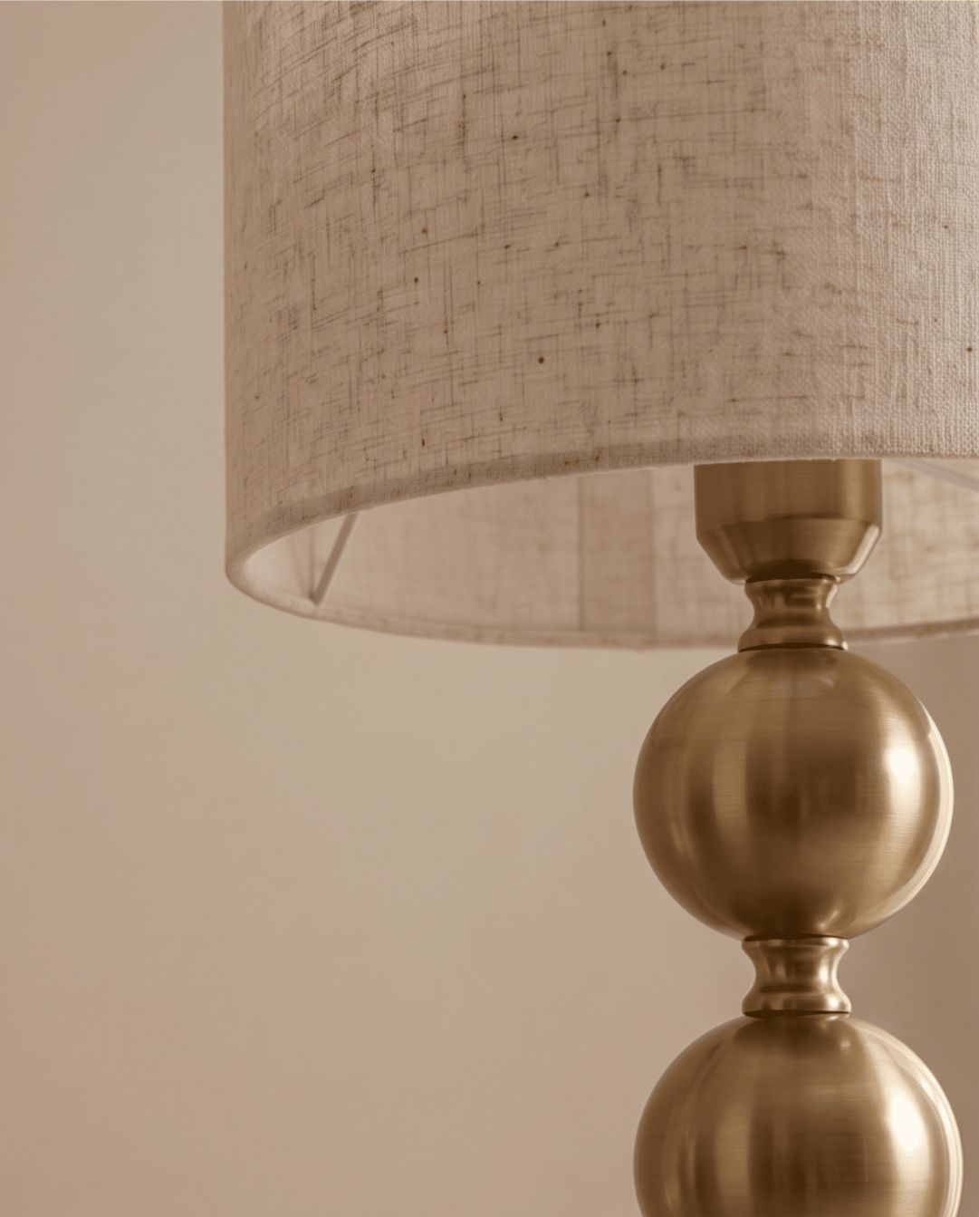 Orb Table Lamp in Gold Metal with Linen Shade, 45 cm