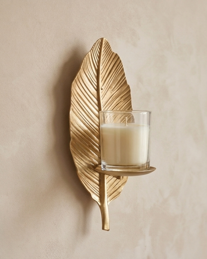 Wall Candle Holder – Leaf Design | Handmade Metal Candle Holder