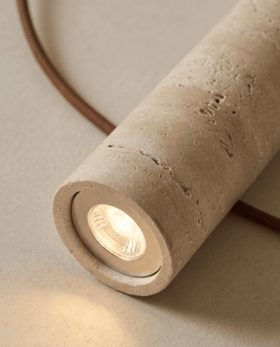 Cove Travertine Pendant Light | Wabi-Sabi Cylinder Design