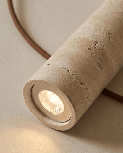 Cove Travertine Pendant Light | Wabi-Sabi Cylinder Design