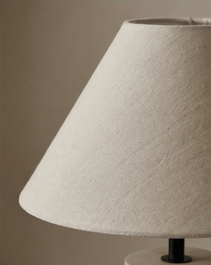 Travertine Table Lamp – Yellow Natural Stone & Fabric Shade