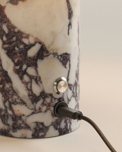 Cove Table Lamp | Calacatta Viola Marble Base & Linen Shade, 24 cm