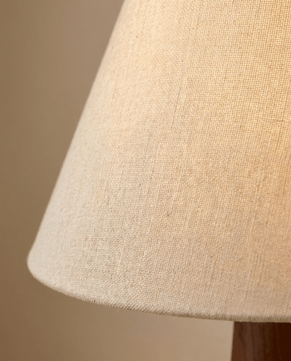 Grove Table Lamp in Solid Wood with Beige Fabric Shade, 45 cm
