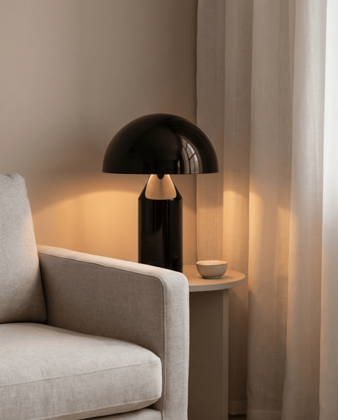 Lune Mushroom-Shaped Aluminum Table Lamp | Mushroom Lamp Black