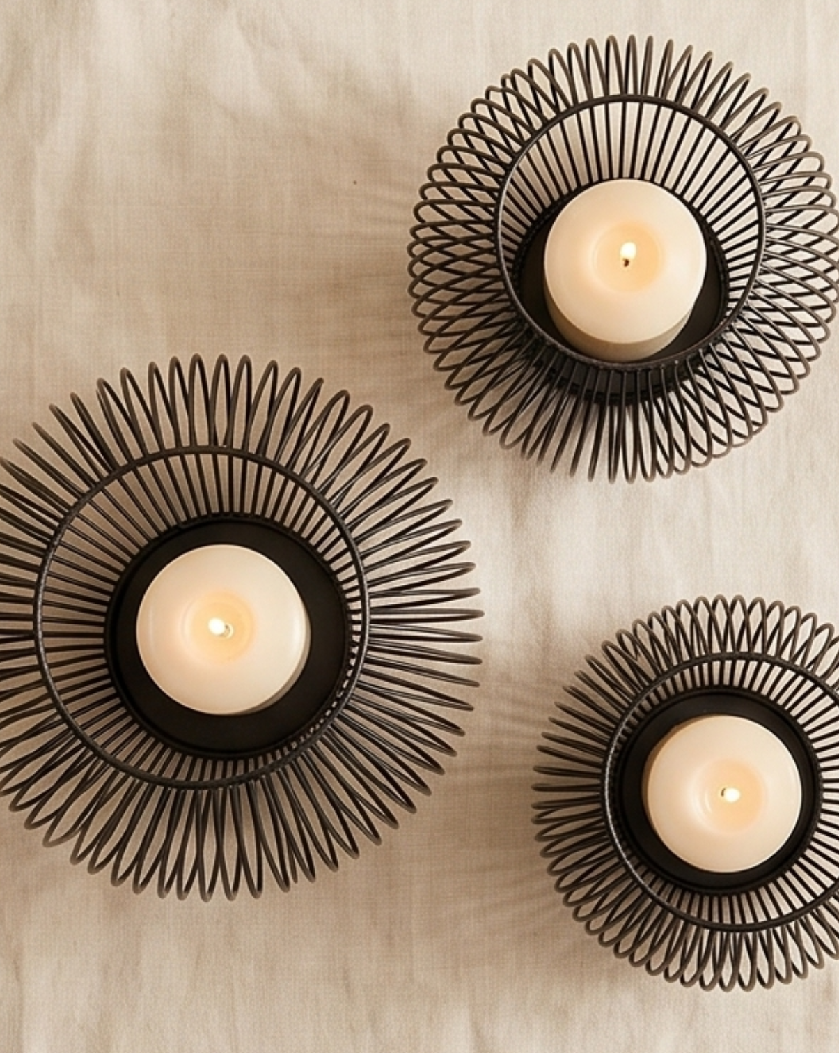 Black Candle Holder - Vintage Wrought Iron Lantern Design