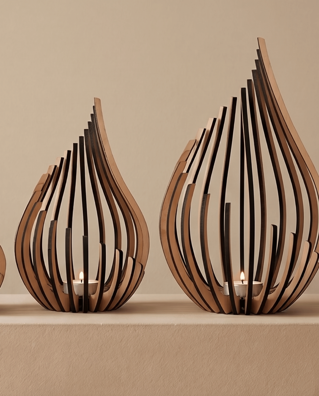 Ember Tealight Holder in Natural Wood - Small