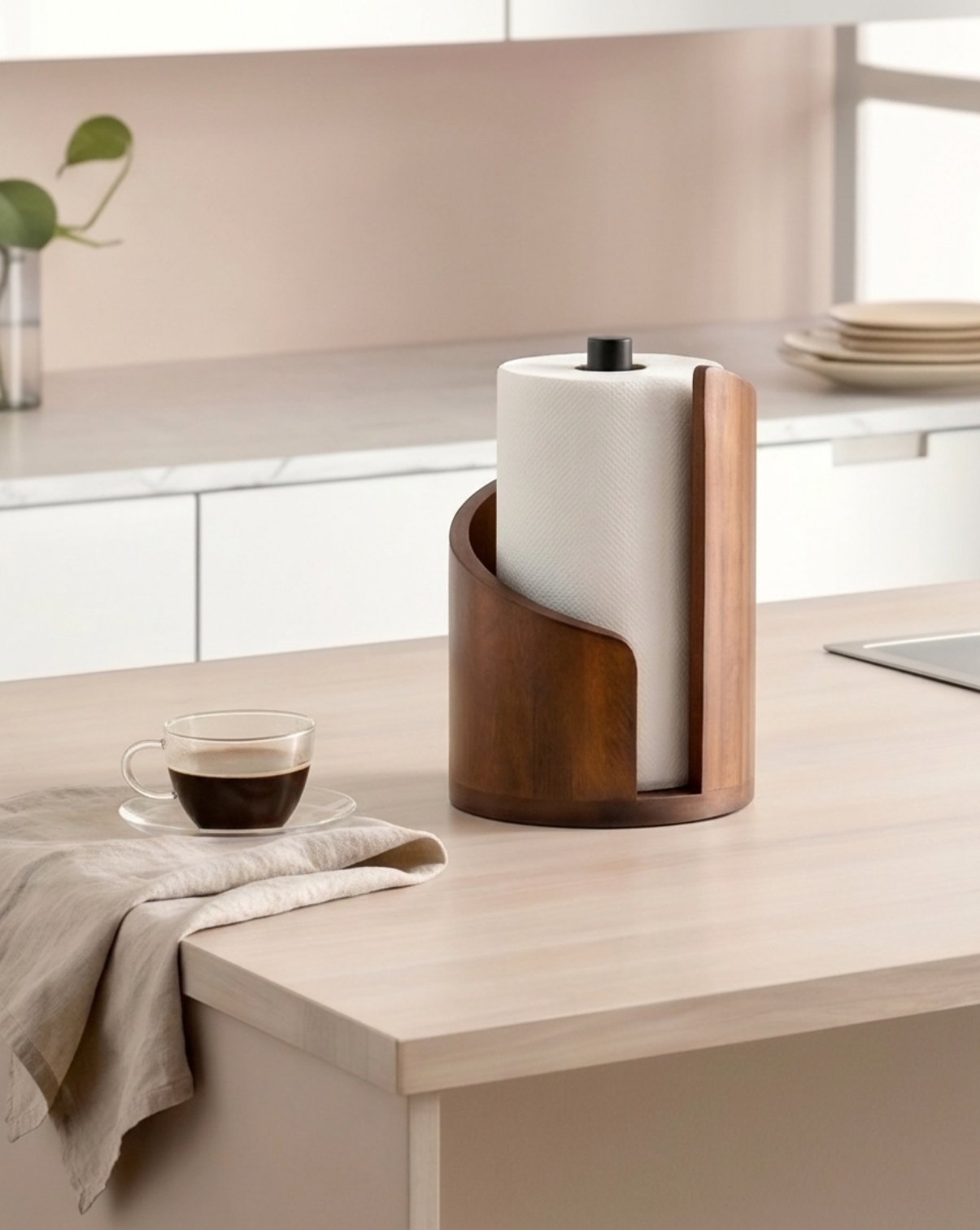 Paper Towel Holder Wood – Solid Wood Design | Standing Paper Towel Holder