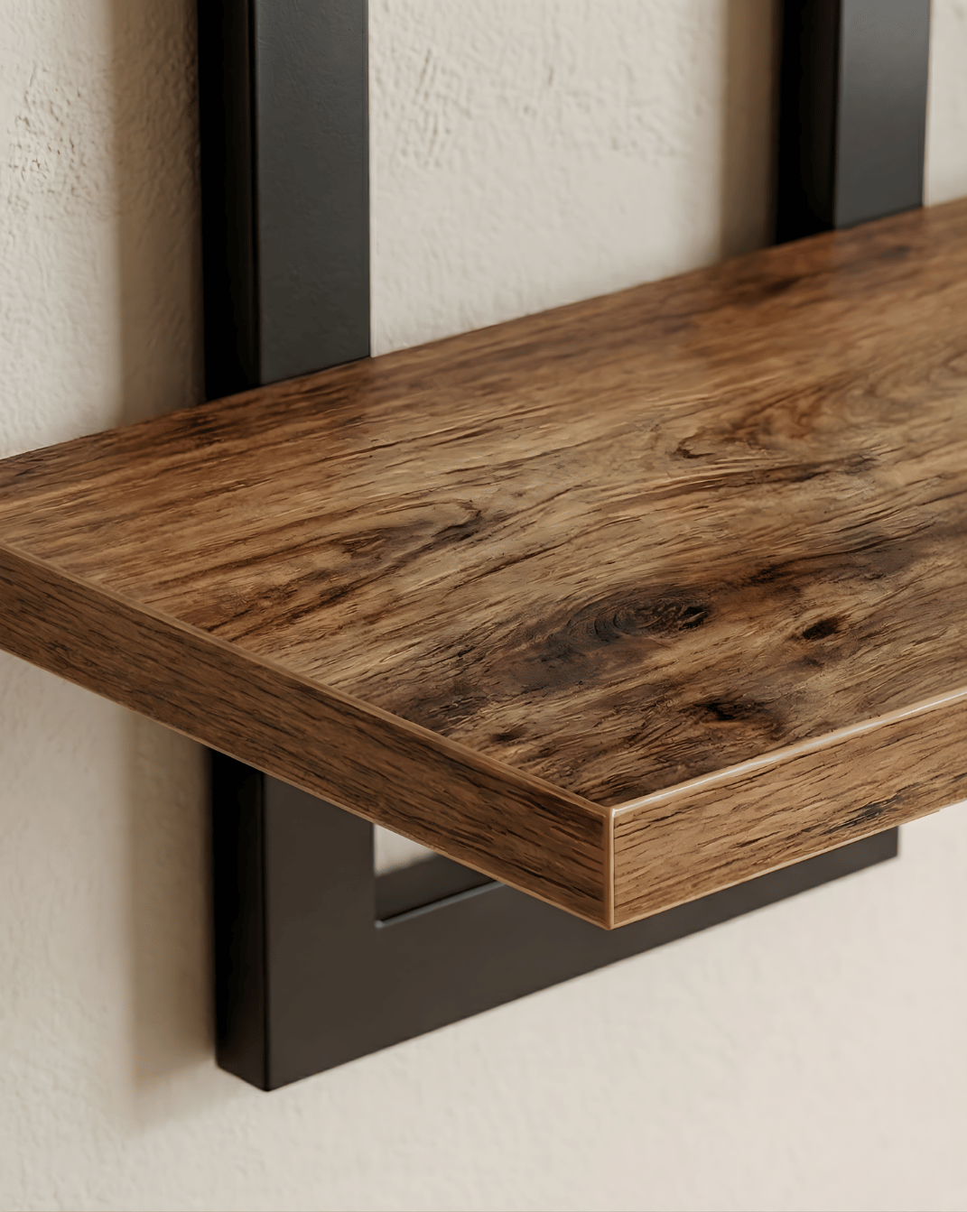 Wall Shelf 2-Tier – Wooden Wall Shelf with Metal Brackets